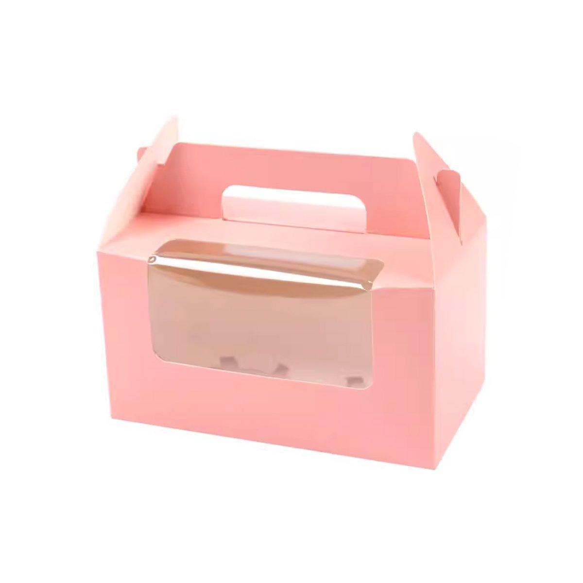 25pcs Portable Cupcake Packaging Box with Transparent Window for Easy Opening - Pink-4Cup - SuperSaverAU - view 5