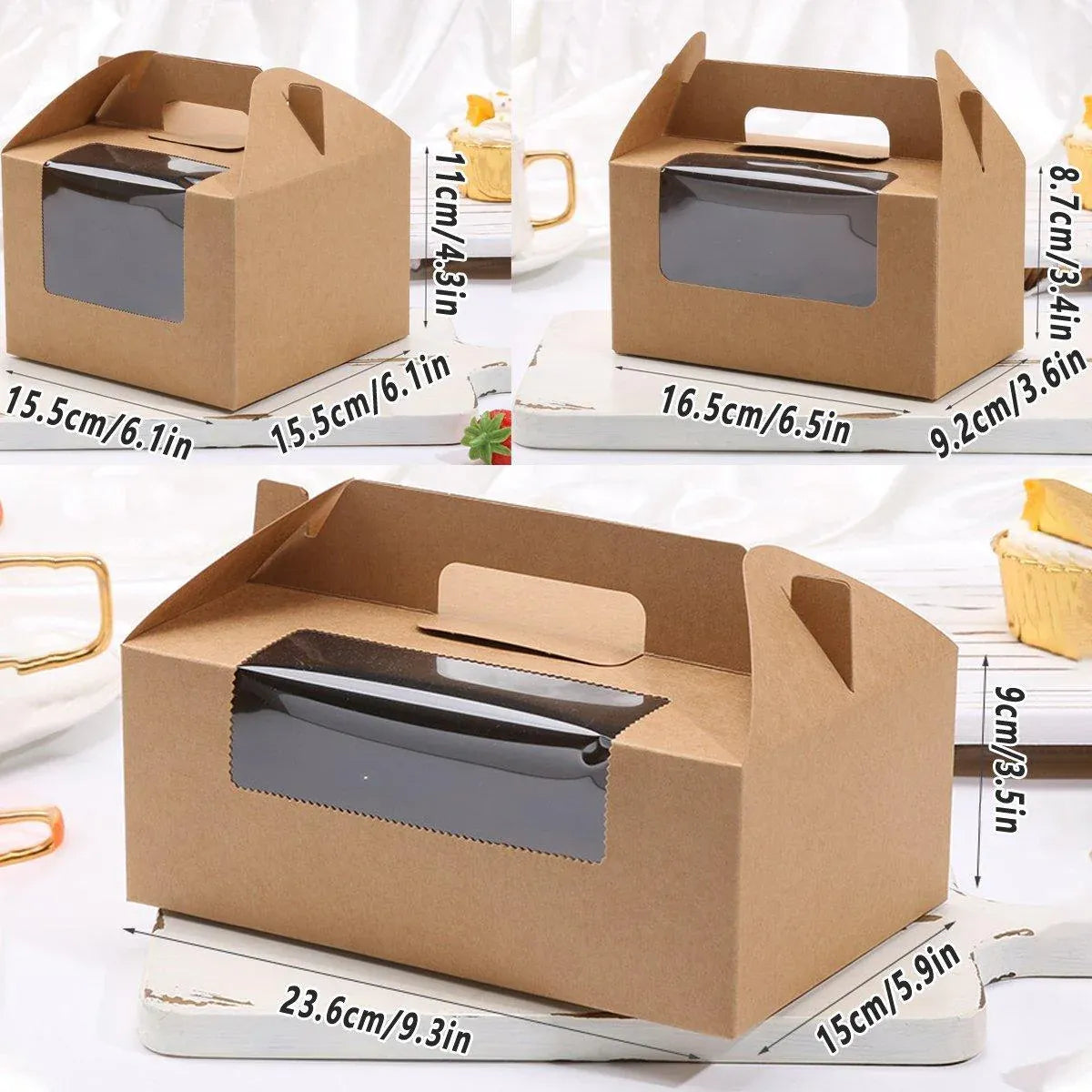 Premium 2 Cup Cupcake Boxes – White 25 Pack with Window & Handle