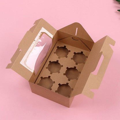 25pcs Portable Cupcake Packaging Box with Transparent Window for Easy Opening - White-6Cup