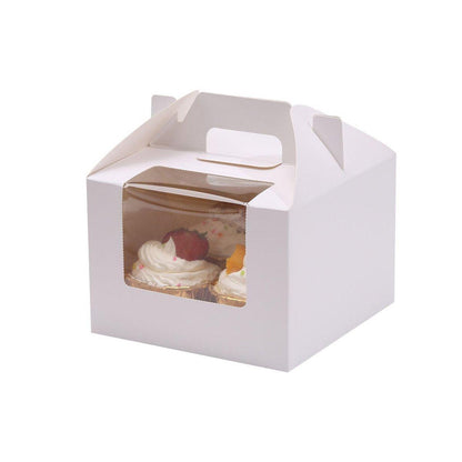 25pcs Portable Cupcake Packaging Box with Transparent Window for Easy Opening - White-6Cup
