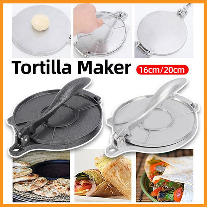 16/20cm Premium Tortilla Press Flat Bread Maker Taco Roti Chapati Health Food - Silver-16cm