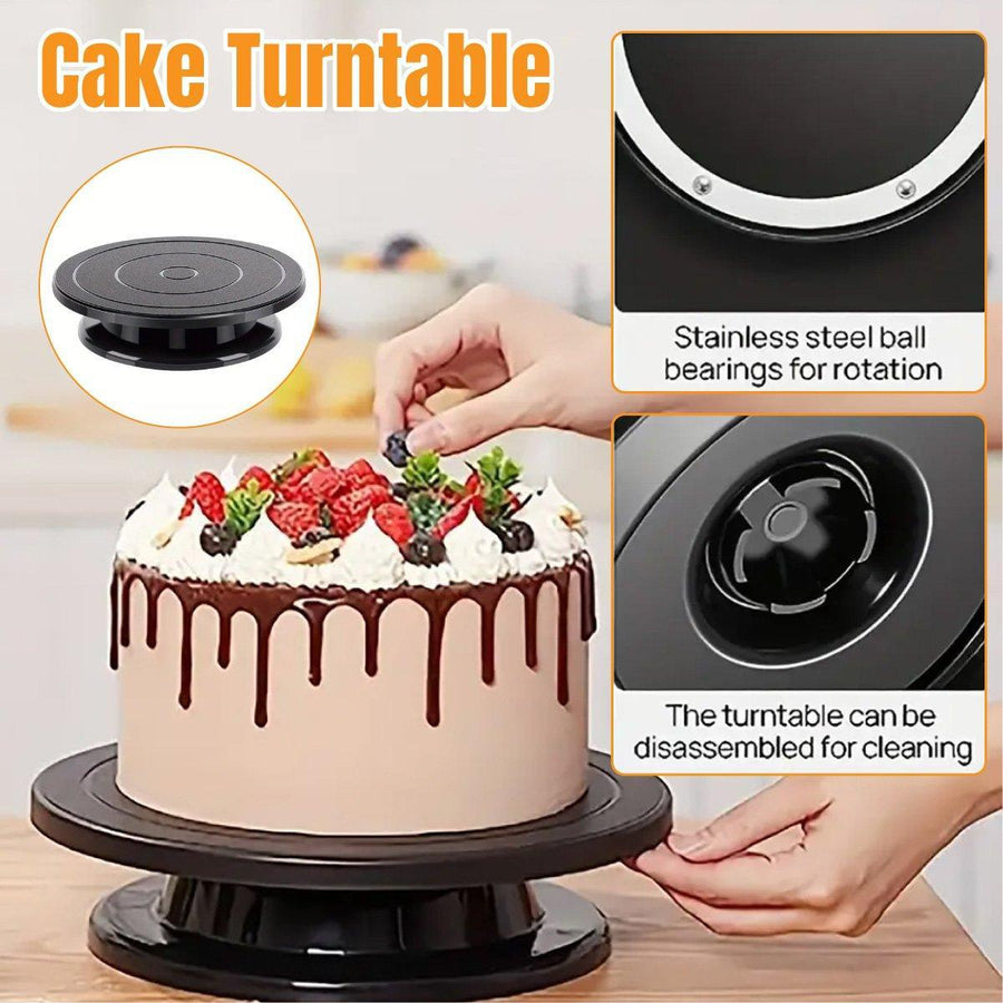Premium Rotating Cake Turntable Stand – Black 28cm