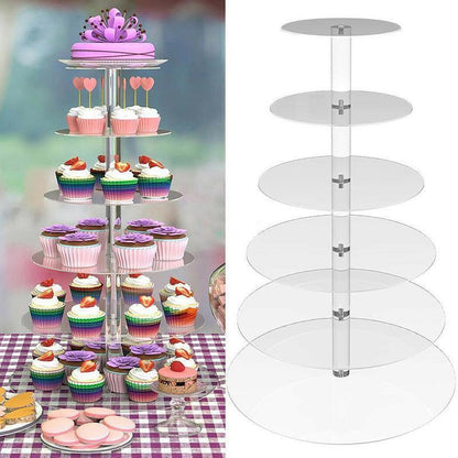 Clear Acrylic Cupcake Tower Stand - 4 Tiers, Interlocking, Easy Assembly