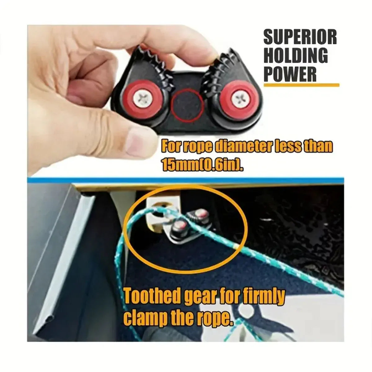 Premium Aluminium Alloy Rope Clamp Set - 2pcs, Black