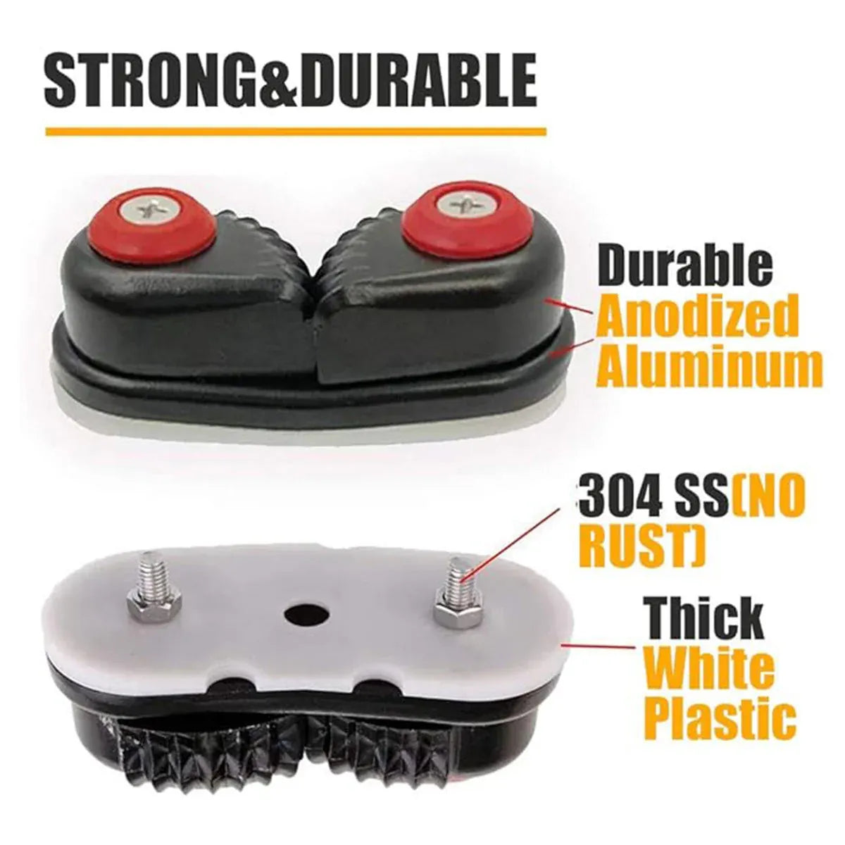 Premium Aluminium Alloy Rope Clamp Set - 2pcs, Black