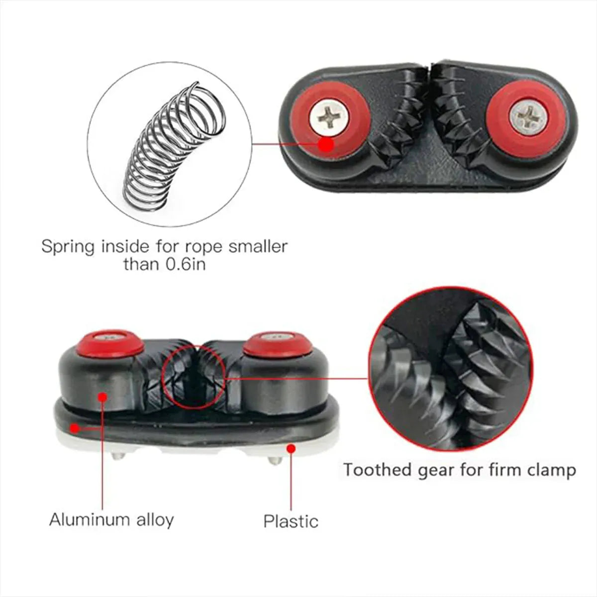 Premium Aluminium Alloy Rope Clamp Set - 2pcs, Black
