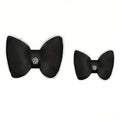 Premium Black Bowknot Car Headrest Neck Pillow with Camellia Detail