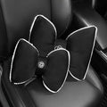 Premium Black Bowknot Car Headrest Neck Pillow with Camellia Detail