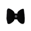 Premium Black Bowknot Car Waist Support Pillow with Camellia Detail