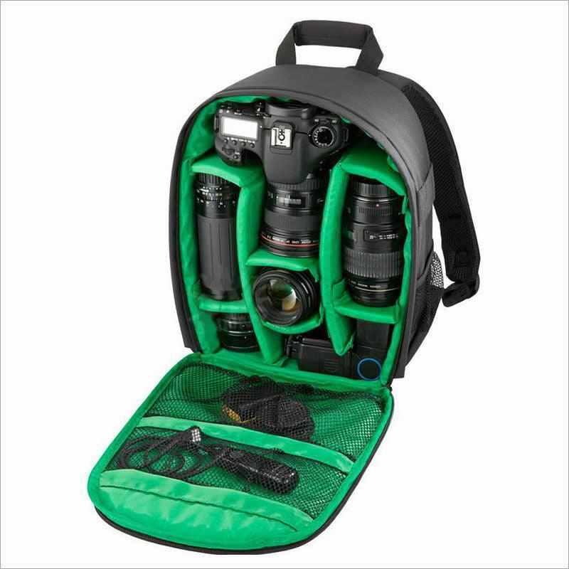 Premium Green Waterproof DSLR Camera Backpack for Canon Nikon Sony