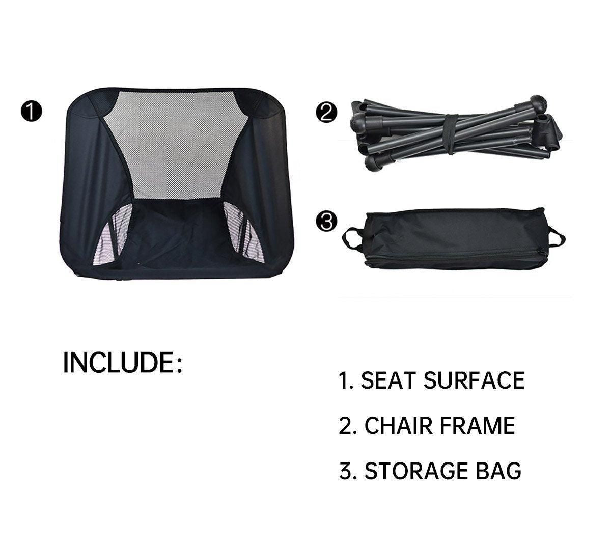 Premium Grey High Back Folding Camping Chair 150kg Capacity with Storage Bag