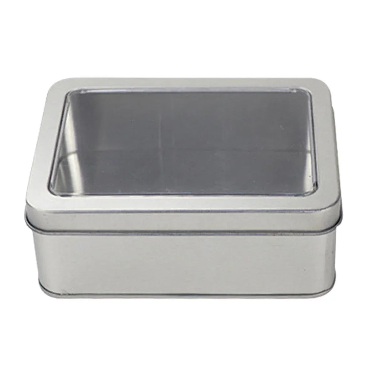 Premium 10 Pack Metal Tin Boxes with Clear Window 12.5x9x5cm