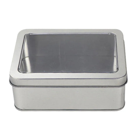 Premium 10 Pack Metal Tin Boxes with Clear Window 12.5x9x5cm