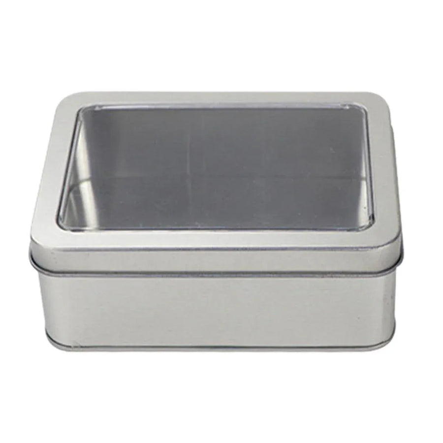 Premium 10 Pack Metal Tin Boxes with Clear Window 12.5x9x5cm