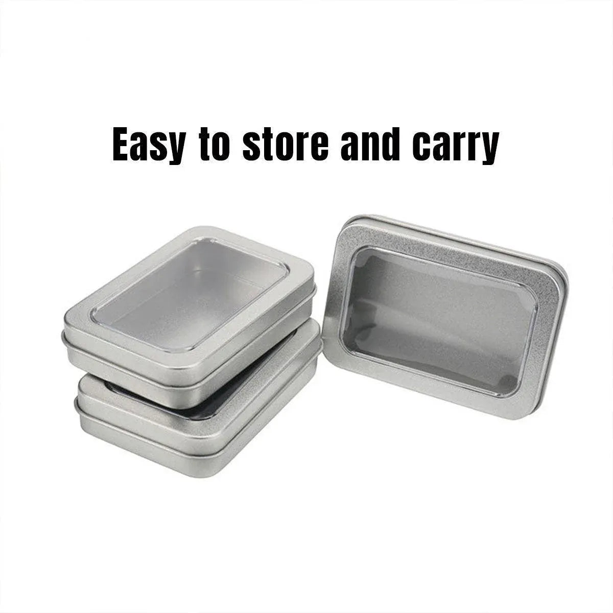 Premium 10 Pack Metal Tin Boxes with Clear Window 12.5x9x5cm