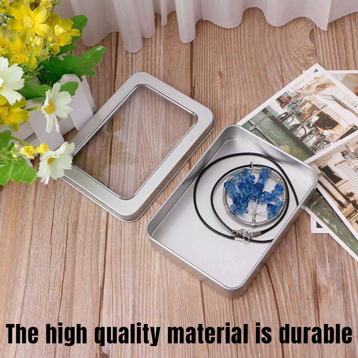 Premium 10 Pack Metal Tin Boxes with Clear Window 12.5x9x5cm
