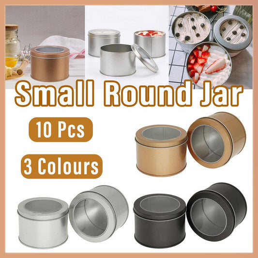 10pcs Gold Open Window Cake Tin Box Set - 9x6cm Bakery Storage