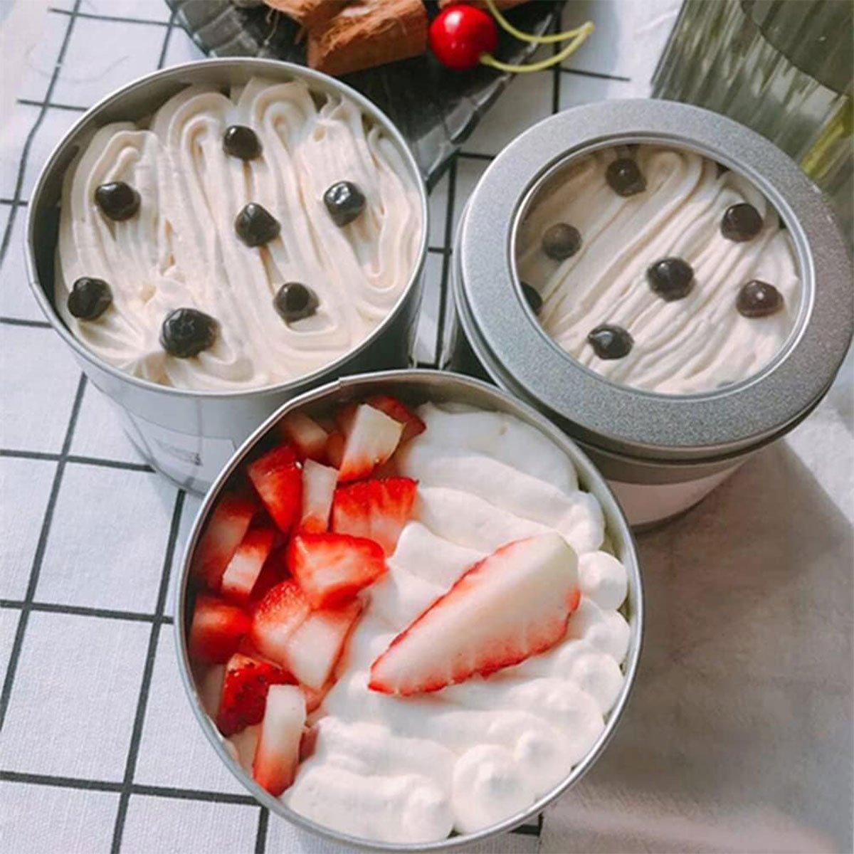 10pcs Silver Open Window Cake Tin Box Set - 9x6cm Bakery Storage