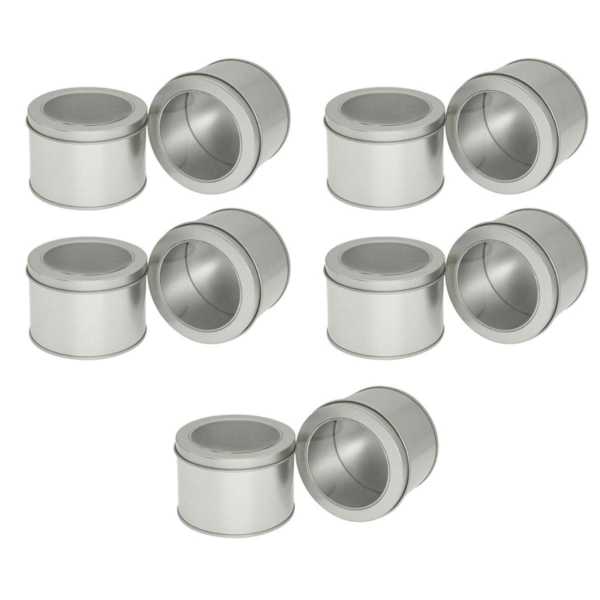 10pcs Silver Open Window Cake Tin Box Set - 9x6cm Bakery Storage