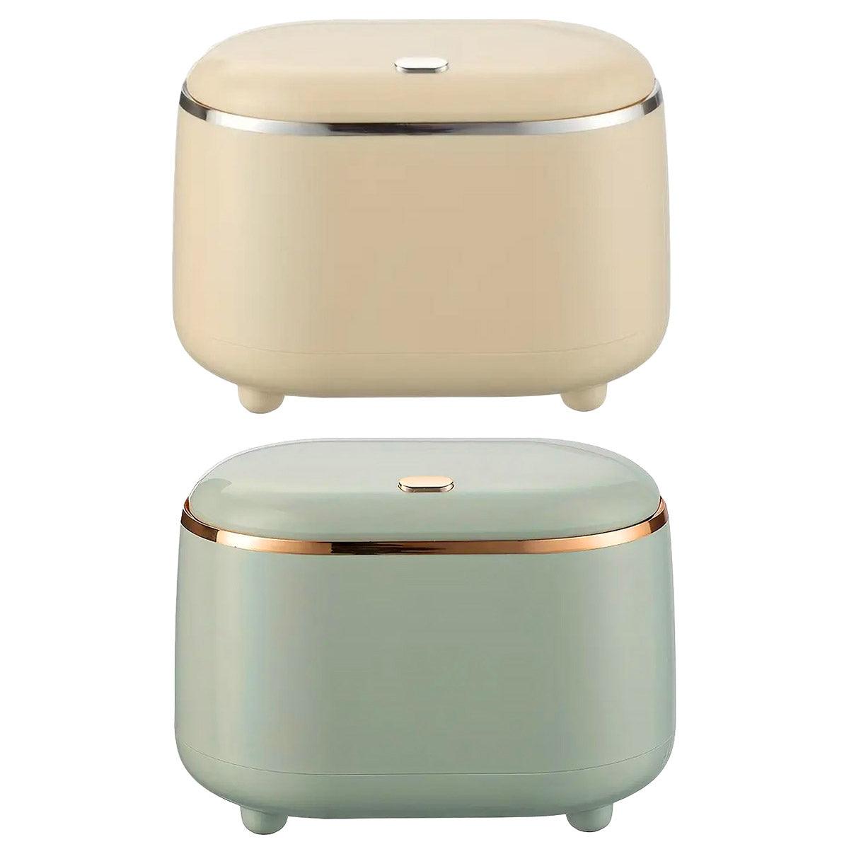 Premium Oval Desktop Trash Bin – Green with Pop-Up Lid
