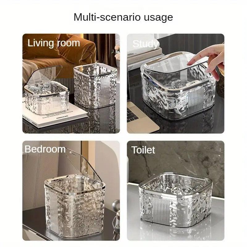 Premium Desktop Mini Trash Can – White Small with Press Lid