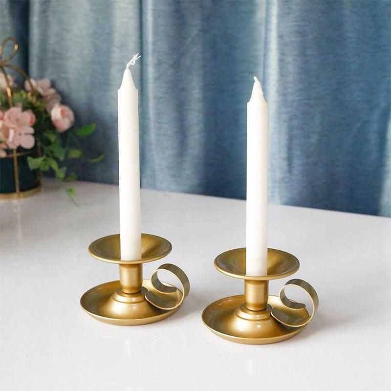 Premium European Iron Candle Holders – Gold 2 Pack