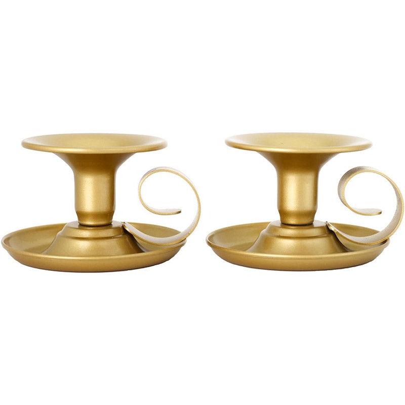 Premium European Iron Candle Holders – Gold 2 Pack