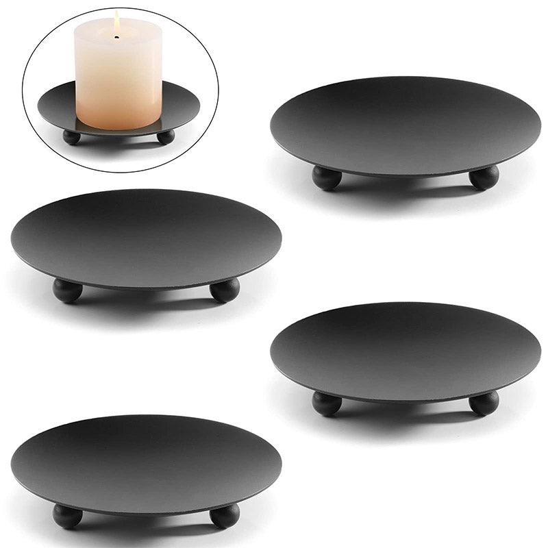 Premium Iron Plate Candle Holder Trays – Black 4 Pack