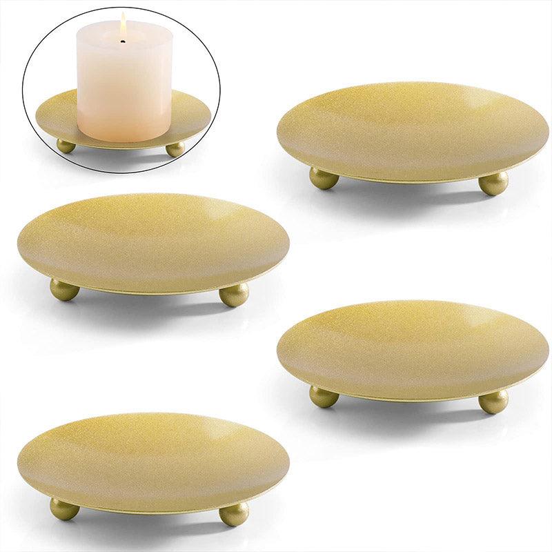 Premium Iron Plate Candle Holder Trays – Black 4 Pack