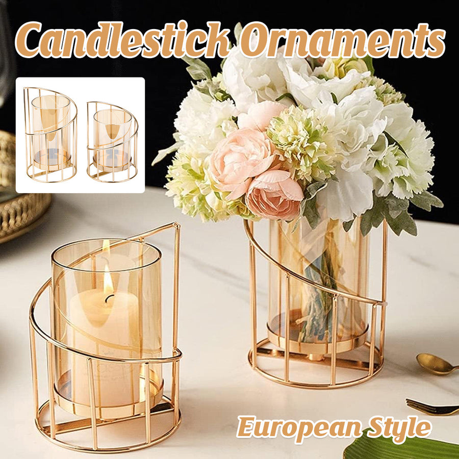 Premium Wrought Iron Candle Holder – Large with Amber Glass
