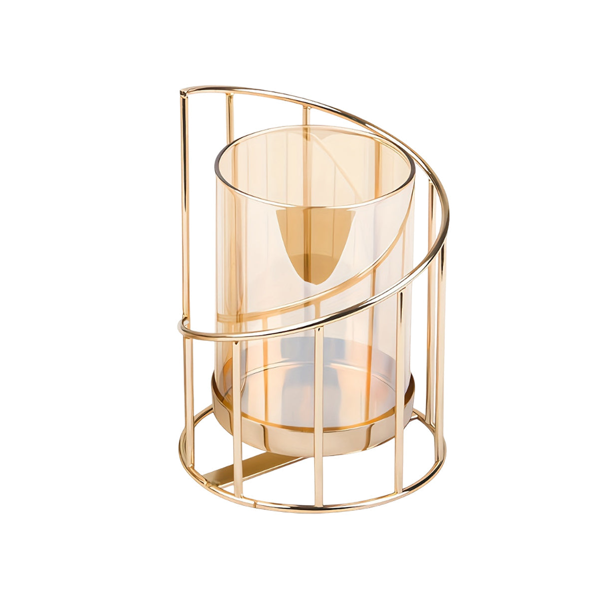 Premium Wrought Iron Candle Holder – Small with Amber Glass