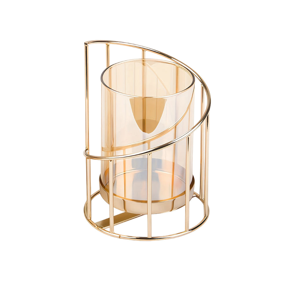 Premium Wrought Iron Candle Holder – Small with Amber Glass