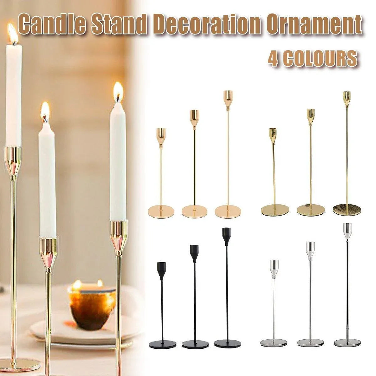 Premium Decorative Candlestick Holders – Gold Set of 3