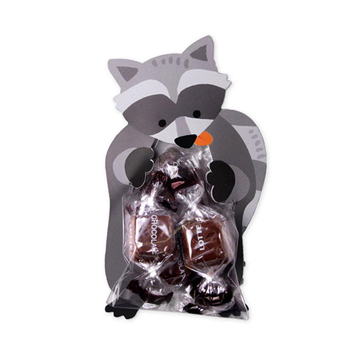 100pcs Cute 3D Cartoon Animal Candy Bags for Party Favors Birthday Gift Wrapping - Cuddly Bear