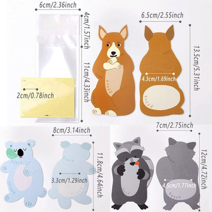 100pcs Cute 3D Cartoon Animal Candy Bags for Party Favors Birthday Gift Wrapping - Gray Fox