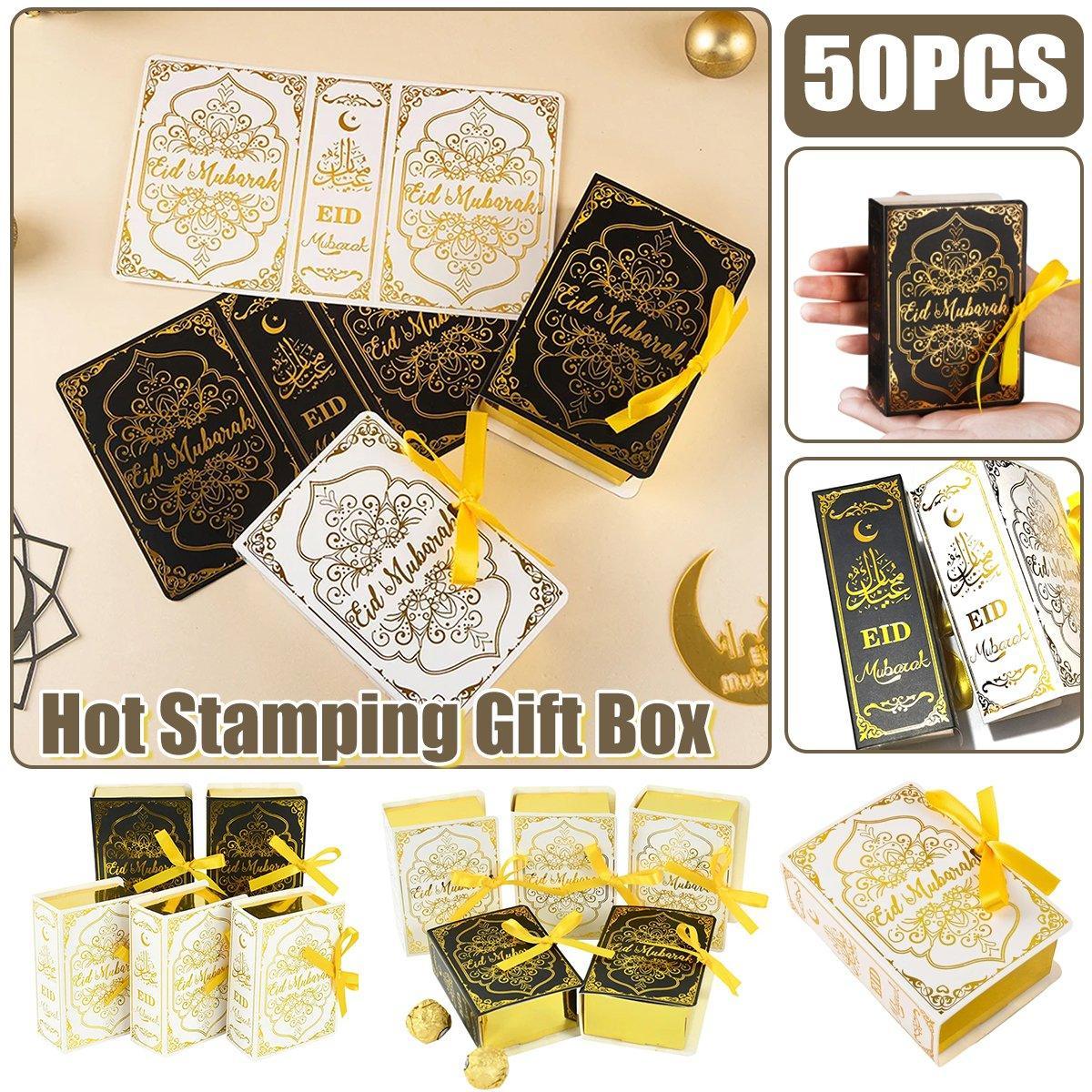 50PCS Wedding Candy Box Party Favour with Moon Stars Design - Black/White
