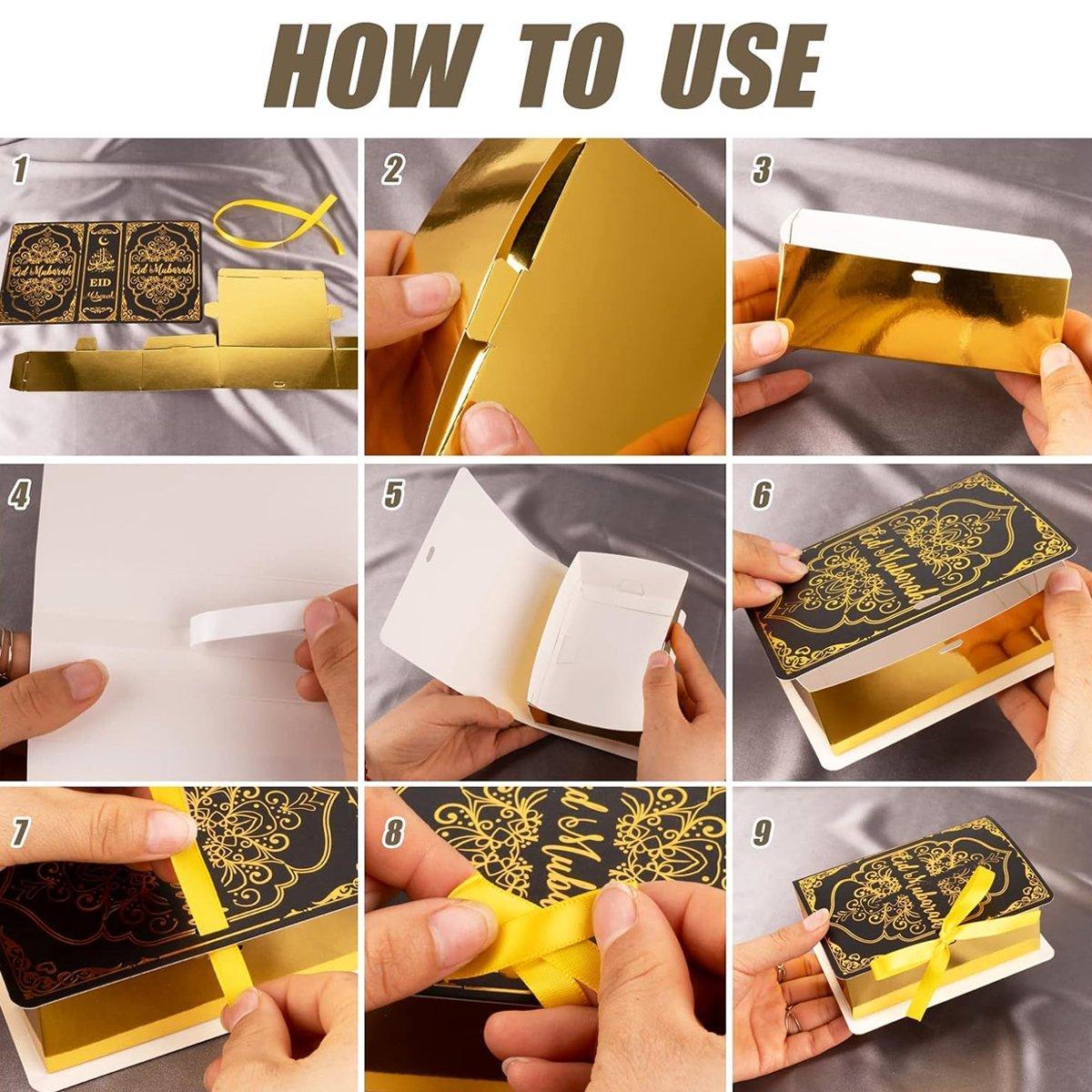 50PCS Wedding Candy Box Party Favour with Moon Stars Design - Black/White