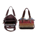 Premium Rainbow Stripe Canvas Patchwork Tote Bag