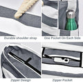 Large Bohemian Striped Canvas Beach Bag Zipper Tote for Travel Outdoor Vacation - Black - SuperSaverAU - view 5