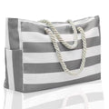 Large Bohemian Striped Canvas Beach Bag Zipper Tote for Travel Outdoor Vacation - Yellow - SuperSaverAU - view 3