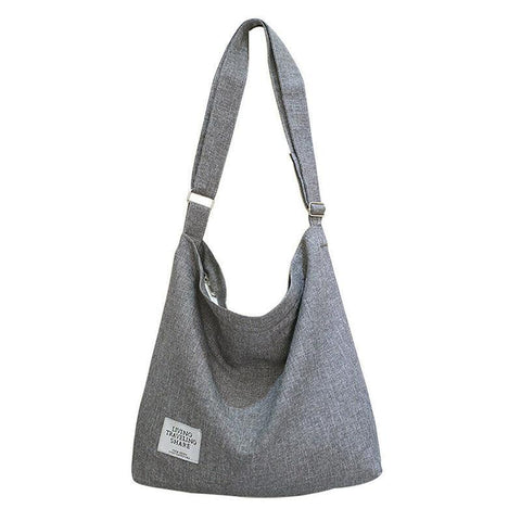 Premium Light Grey Women's Large Canvas Hobo Tote Handbag