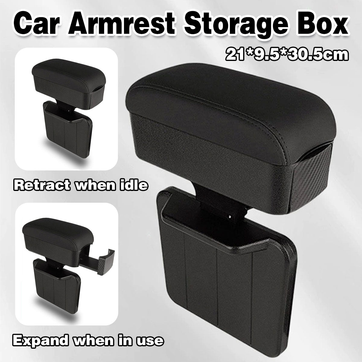Premium Black Car Armrest Gap Storage Box Organiser