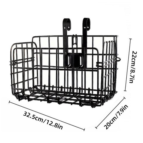 Premium Black Foldable Metal Bicycle Basket for Front or Rear Mount