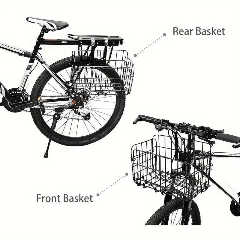 Premium Black Foldable Metal Bicycle Basket for Front or Rear Mount