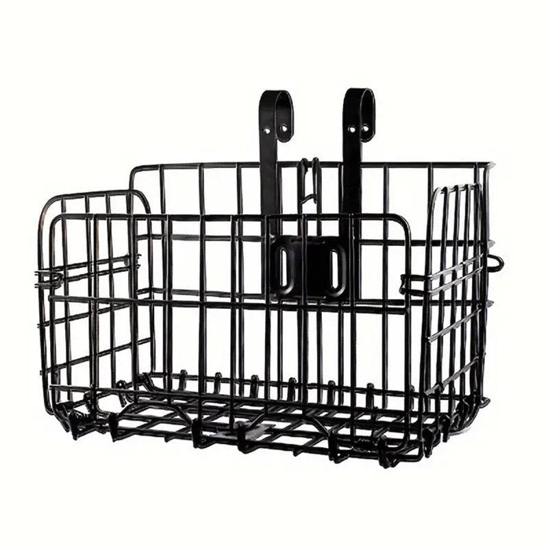 Premium Black Foldable Metal Bicycle Basket for Front or Rear Mount