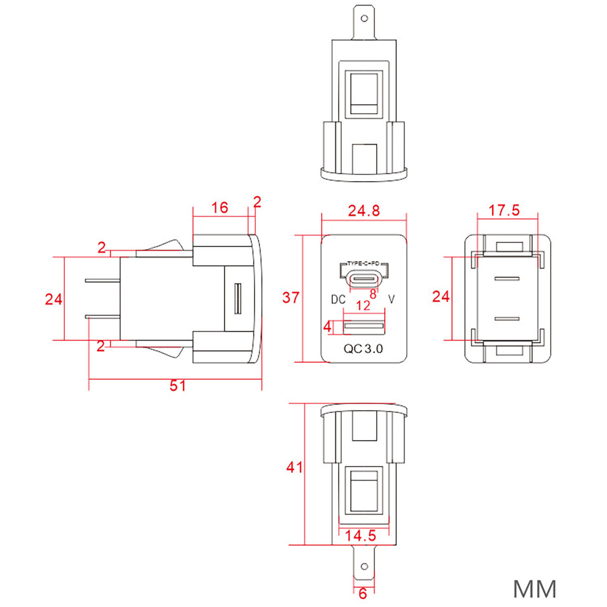 Dual Port USB Car Charger Adapter 12V-24V for Honda Vehicles