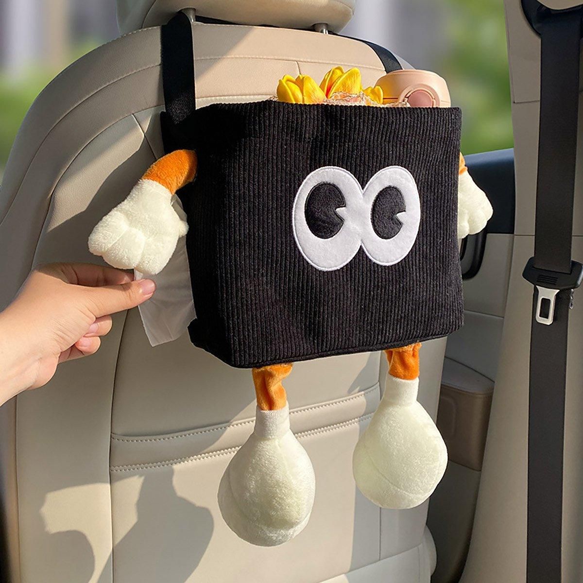 Premium Brown 2 in 1 Car Wastebasket and Tissue Box Organiser