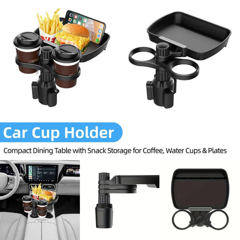 Premium Car Cup Holder Tray Table with 360 Degree Rotating Platform