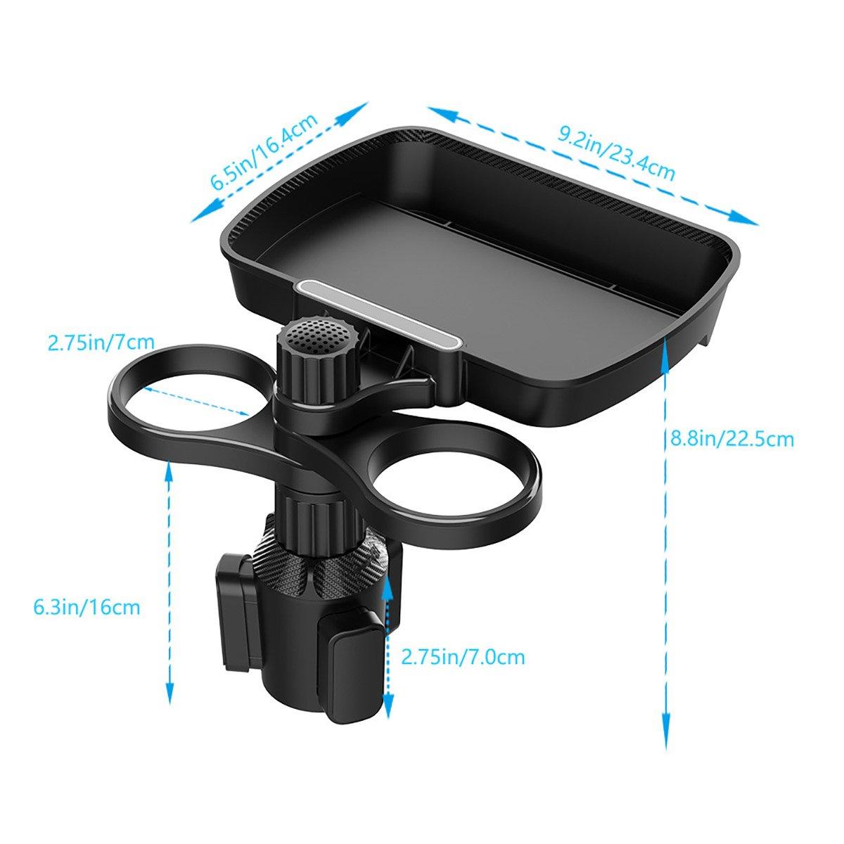 Premium Car Cup Holder Tray Table with 360 Degree Rotating Platform