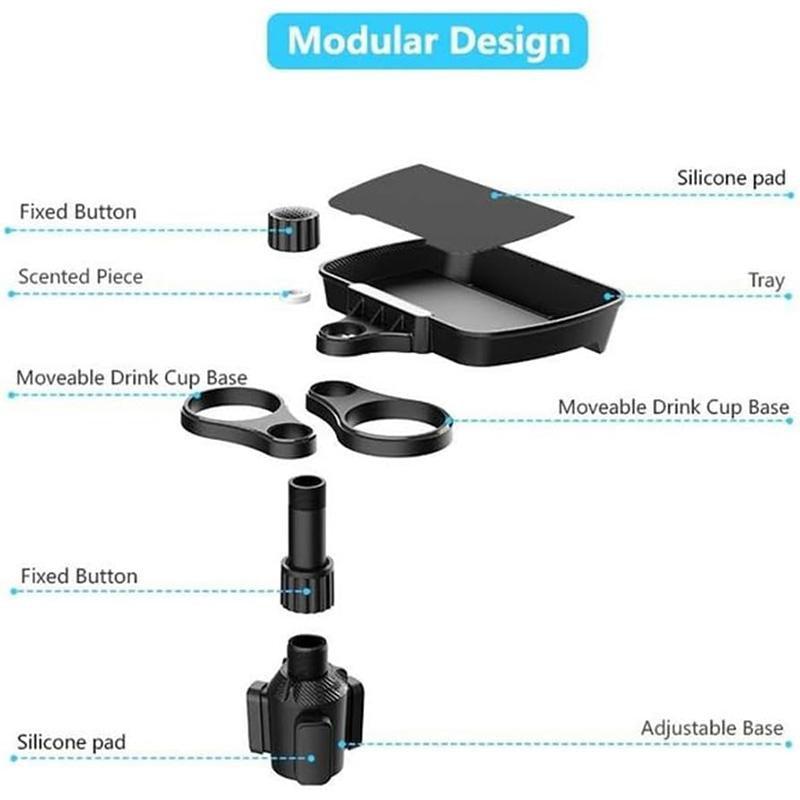 Premium Car Cup Holder Tray Table with 360 Degree Rotating Platform